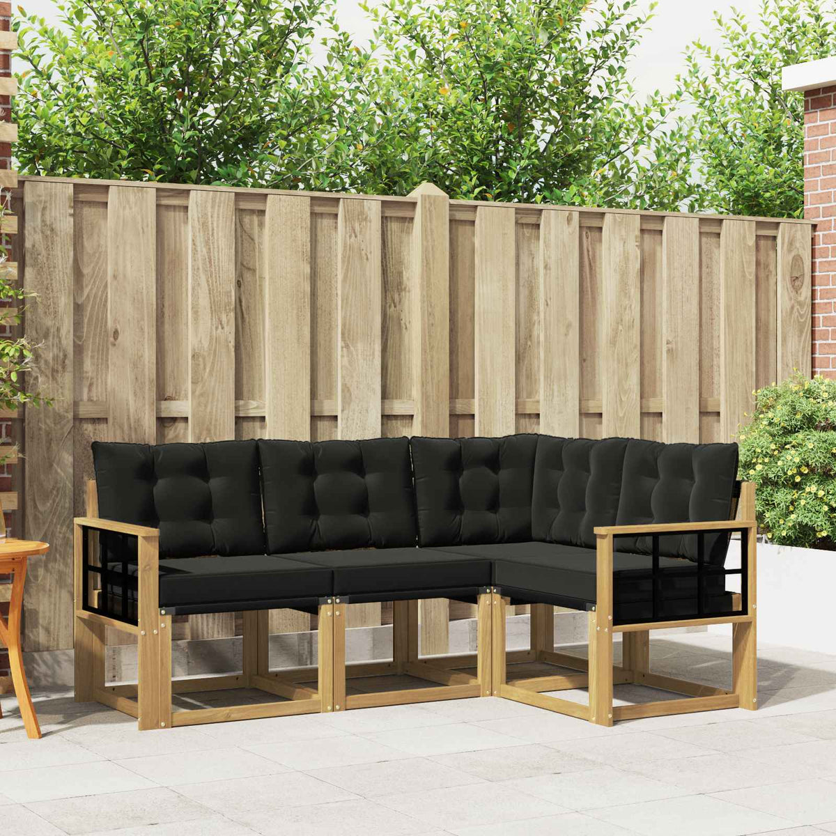 Outdoor-Sofagarnitur 4 stk. Weiß und Schwarz