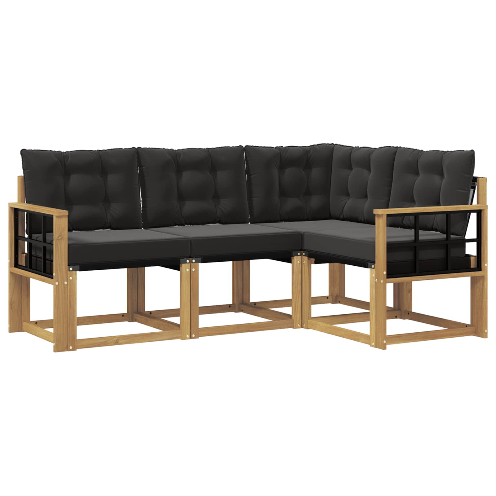 Outdoor-Sofagarnitur mit Kissen 4 pcs Weiß und Schwarz