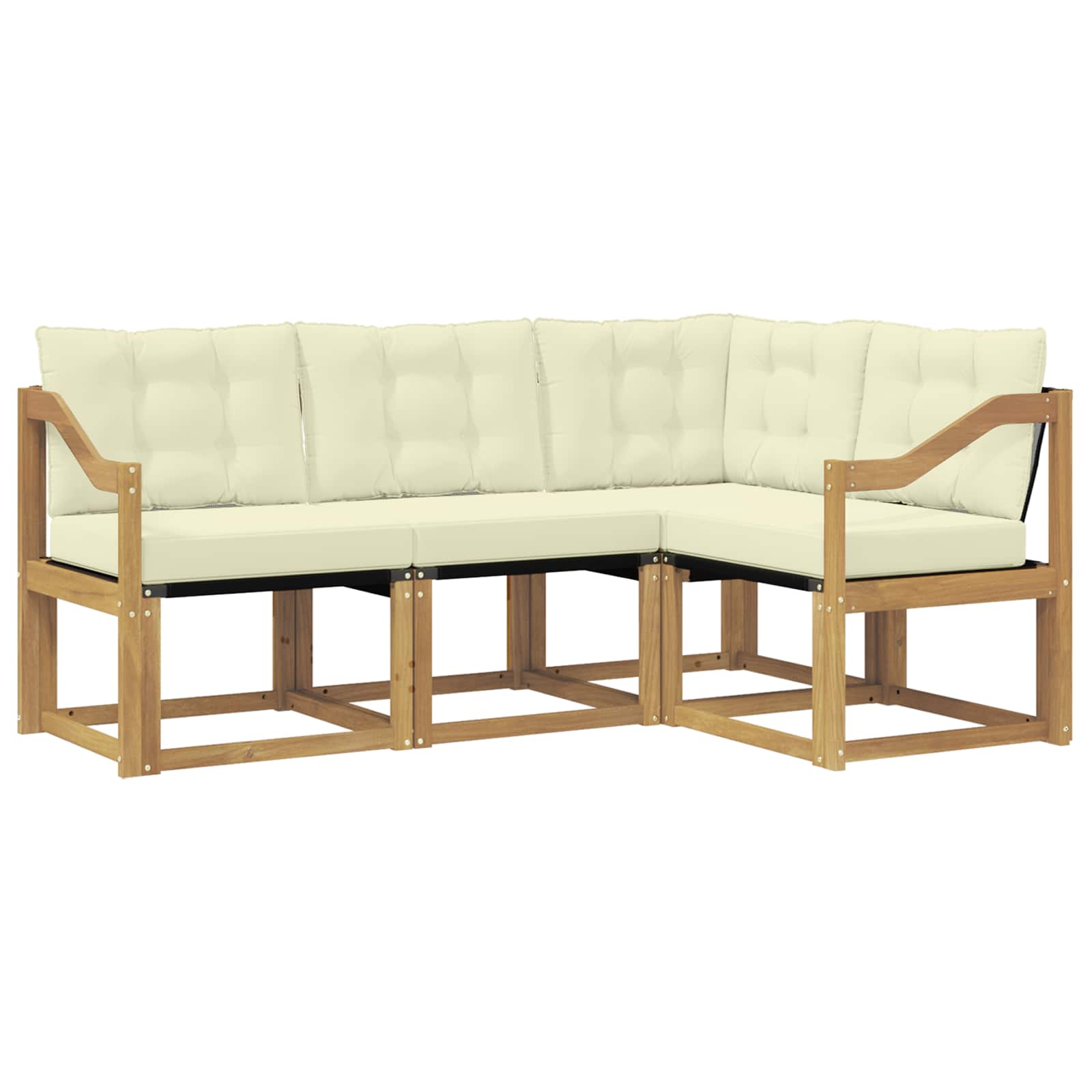 Outdoor-Sofagarnitur mit Kissen 4 pcs Weiß und Creme