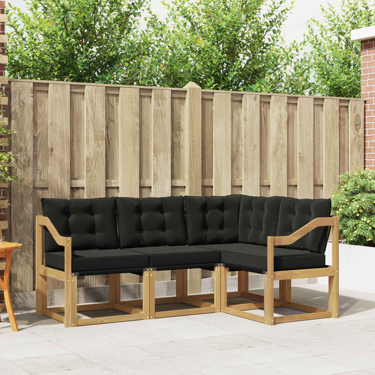 Outdoor-Sofagarnitur 4 stk. Weiß und Schwarz