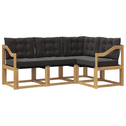 Outdoor-Sofagarnitur 4 stk. Weiß und Schwarz