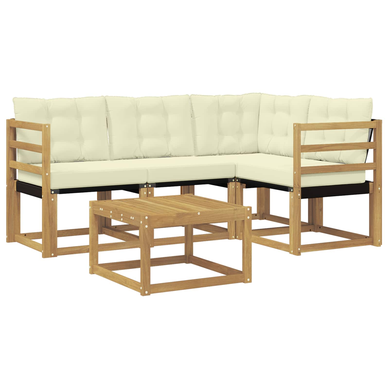 Outdoor-Sofagarnitur mit Kissen 5 pcs Weiß und Creme