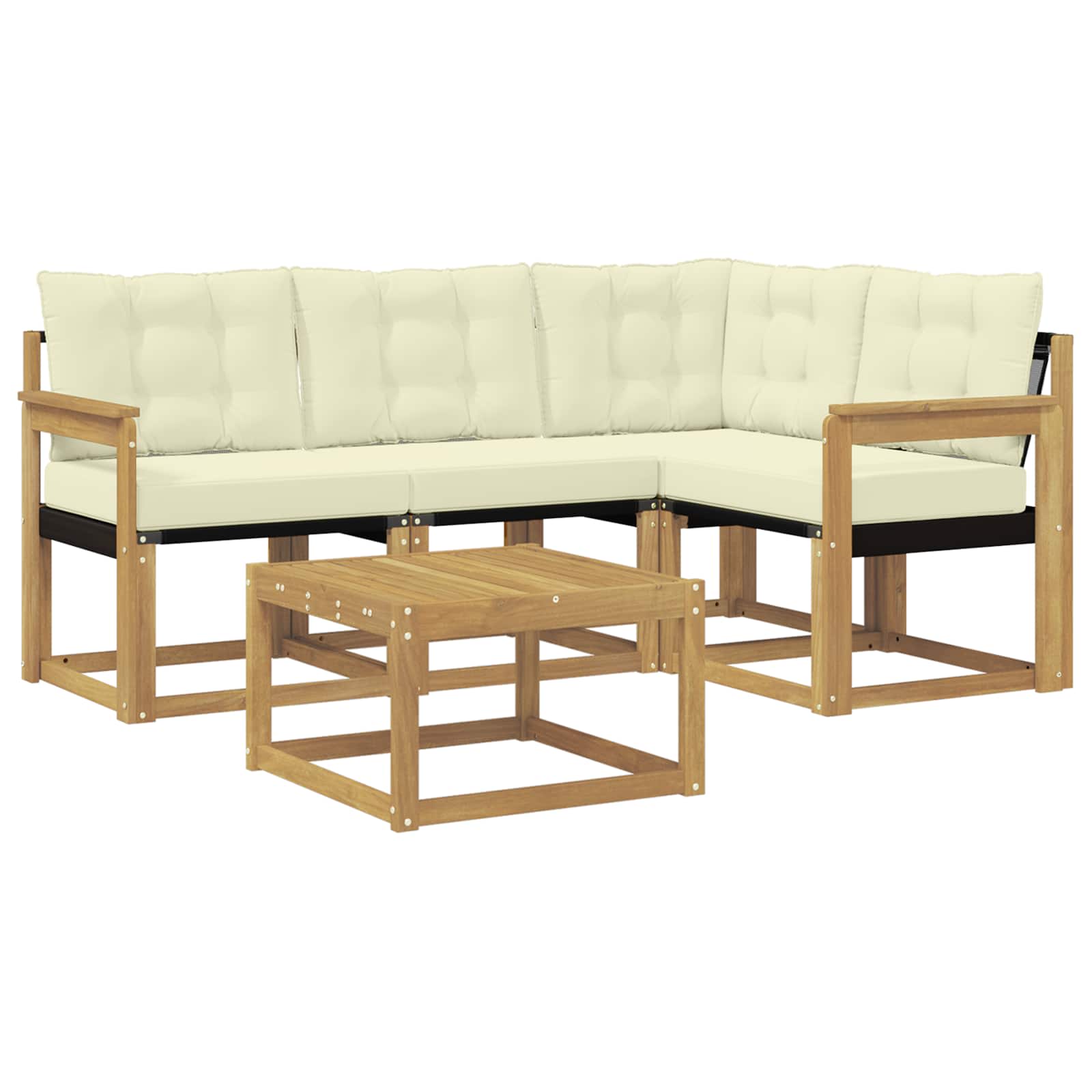Outdoor-Sofagarnitur mit Kissen 5 pcs Weiß und Creme