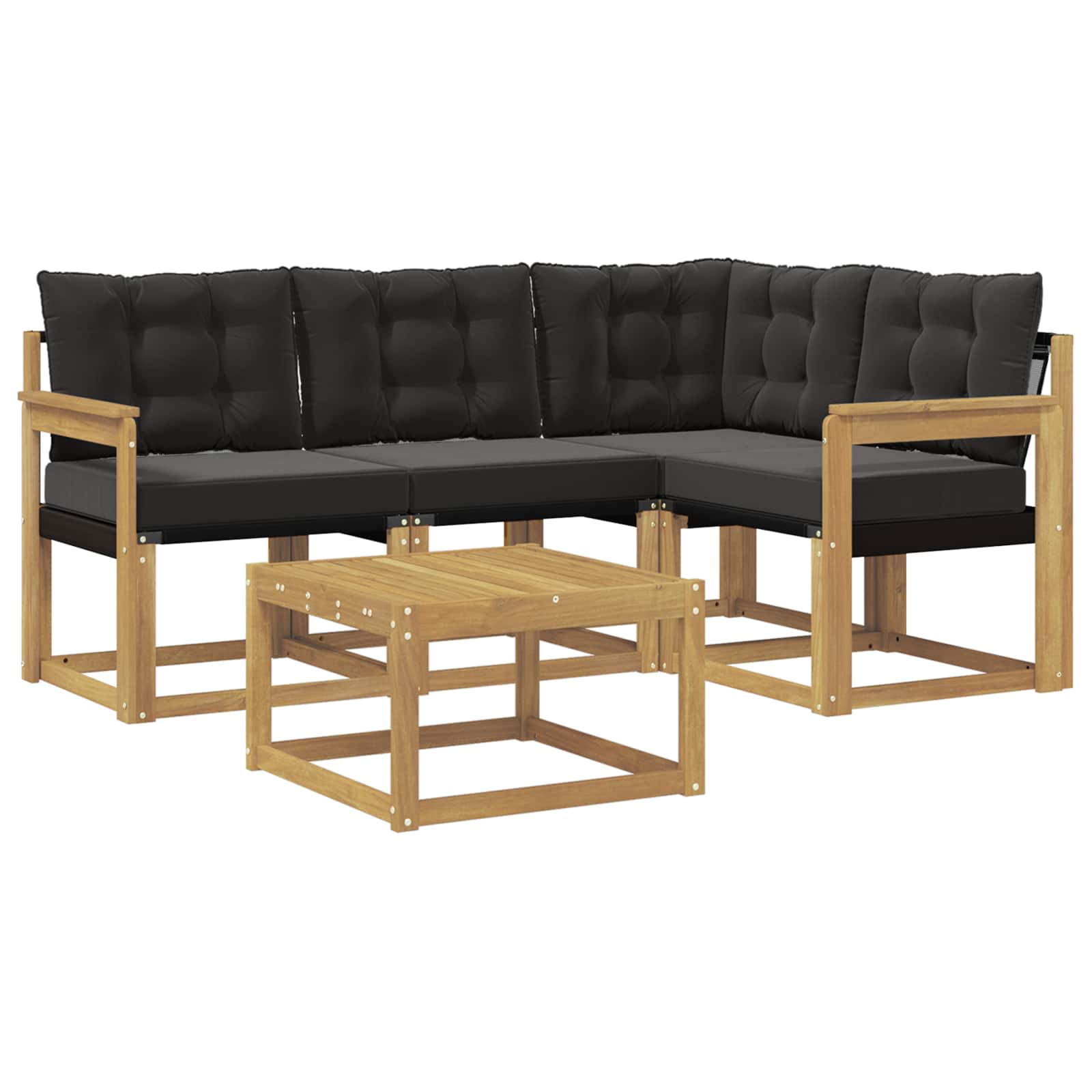 Outdoor-Sofagarnitur mit Kissen 5 pcs Weiß und Schwarz