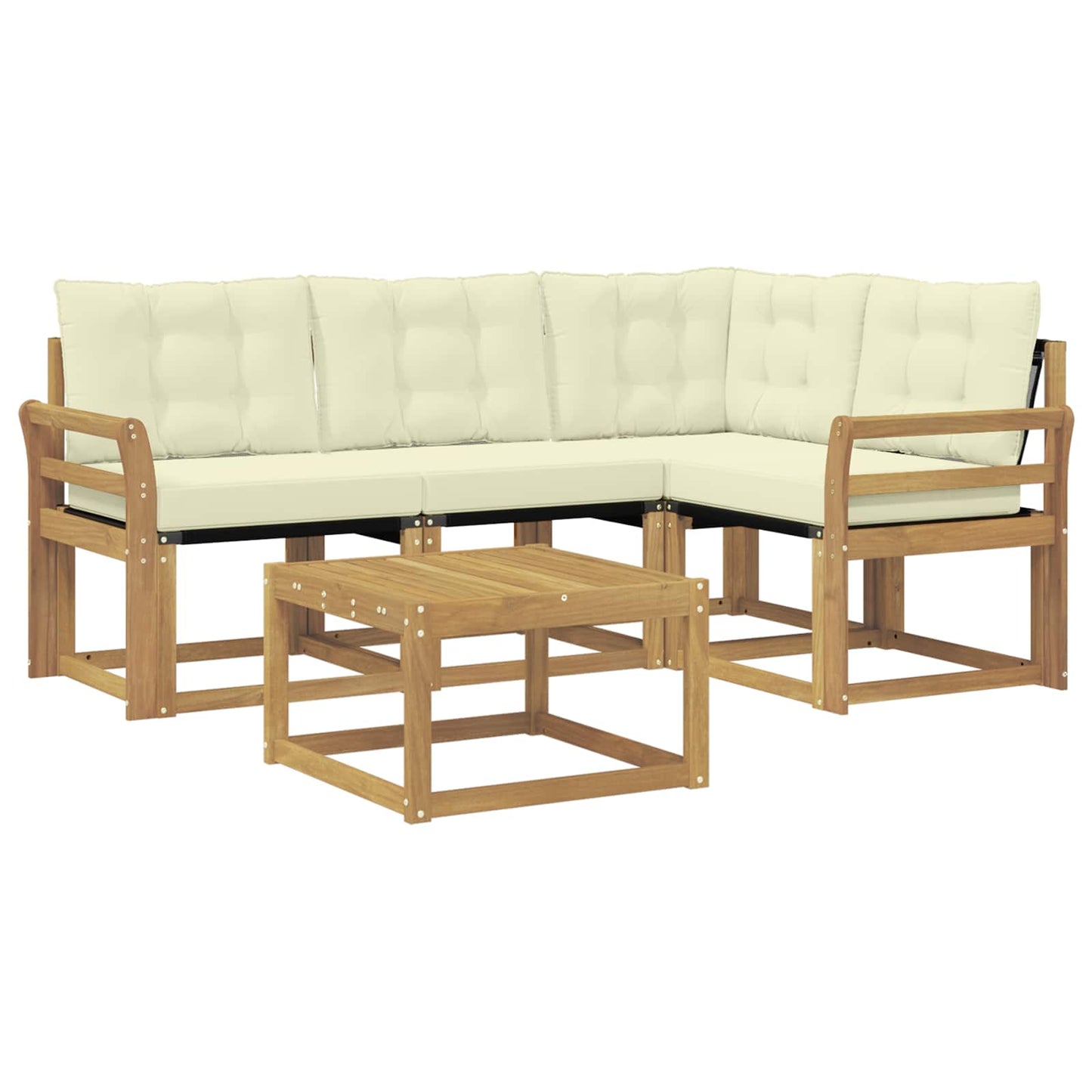 Outdoor-Sofagarnitur mit Kissen 5 pcs Weiß und Creme