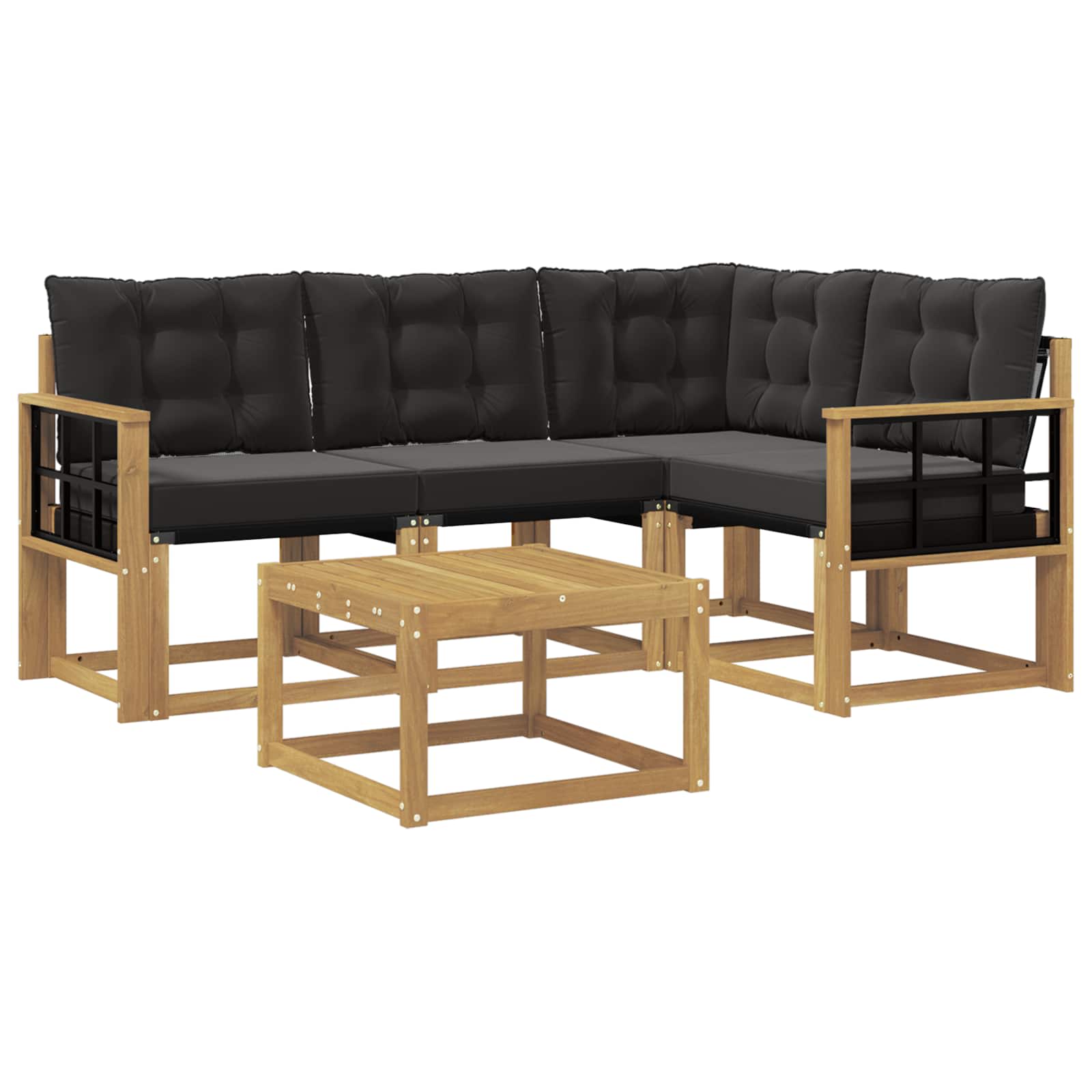 Outdoor-Sofagarnitur mit Kissen 5 pcs Weiß und Schwarz