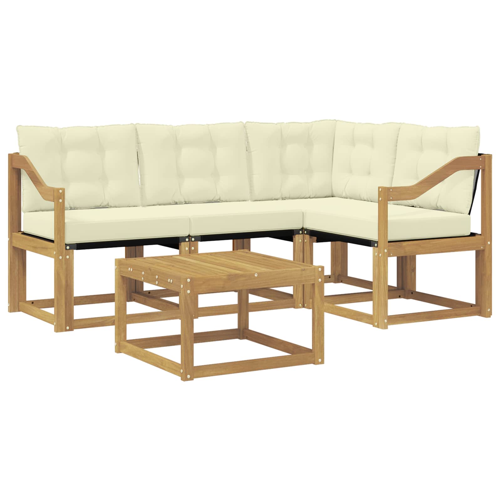 Outdoor-Sofagarnitur mit Kissen 5 pcs Weiß und Creme