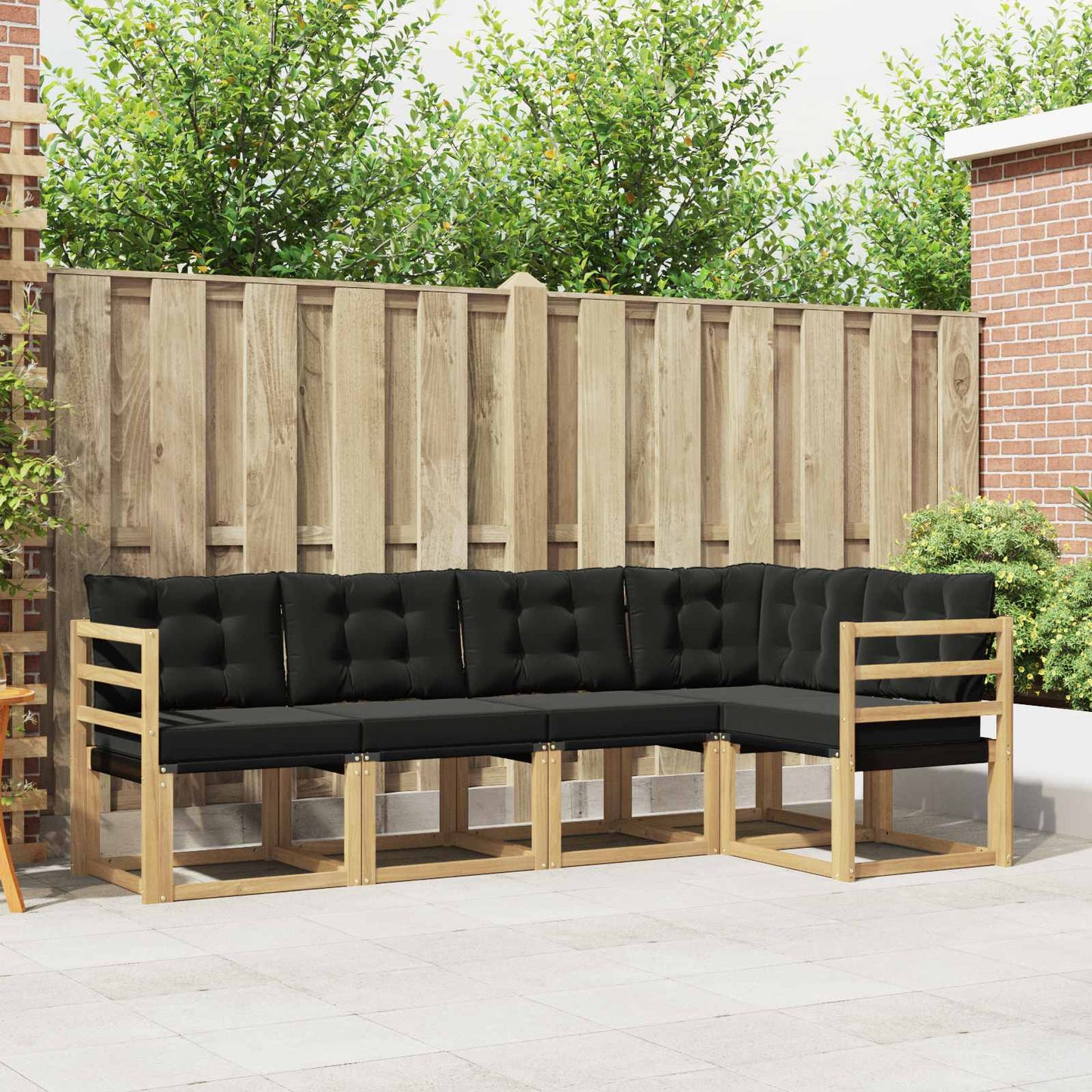 Outdoor-Sofagarnitur mit Kissen 5 pcs Weiß und Schwarz