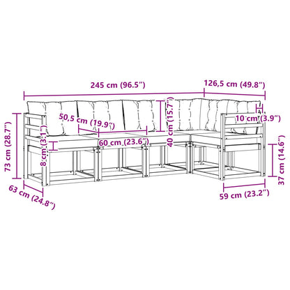 Outdoor-Sofagarnitur 5 stk. Weiß und Schwarz