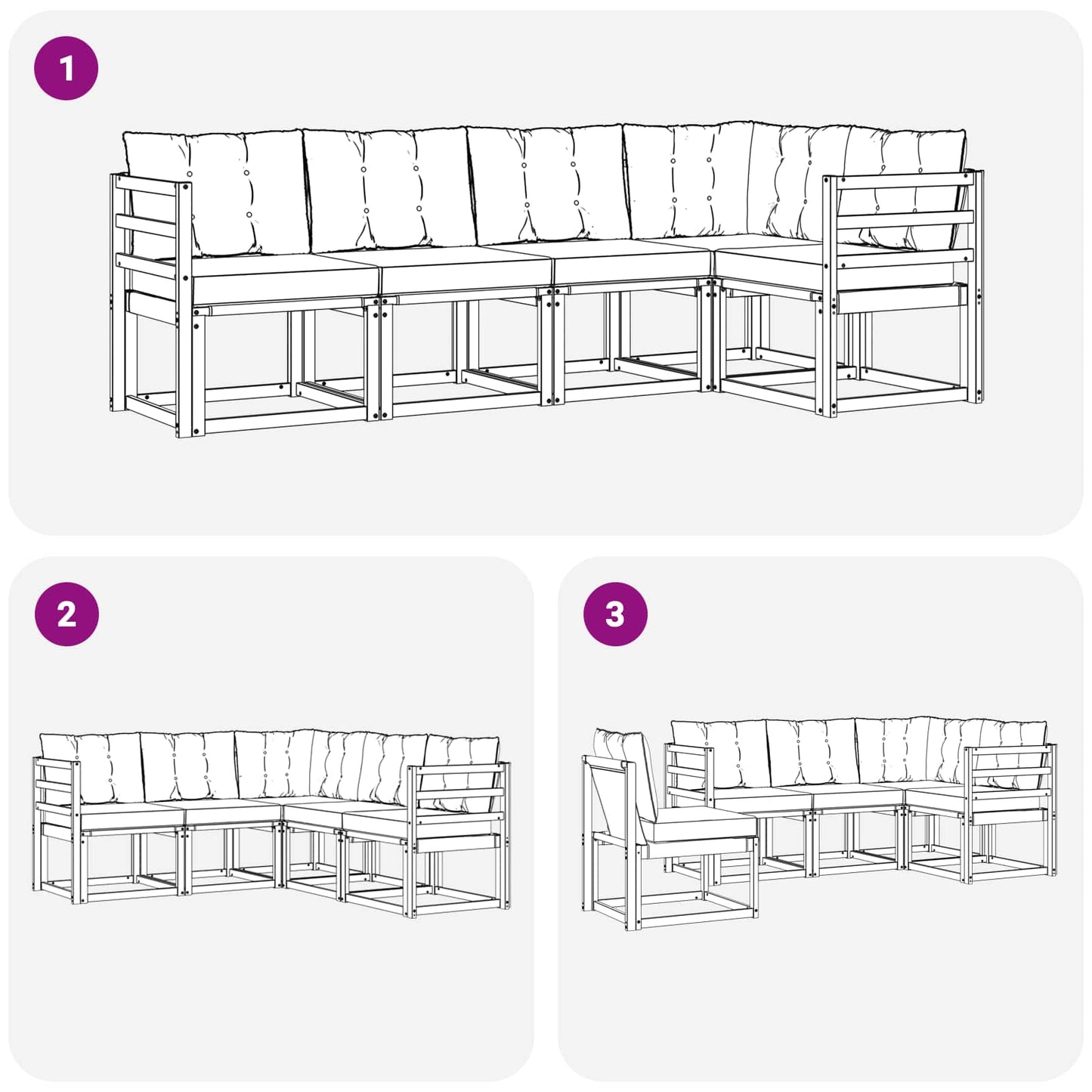 Outdoor-Sofagarnitur mit Kissen 5 pcs Weiß und Schwarz