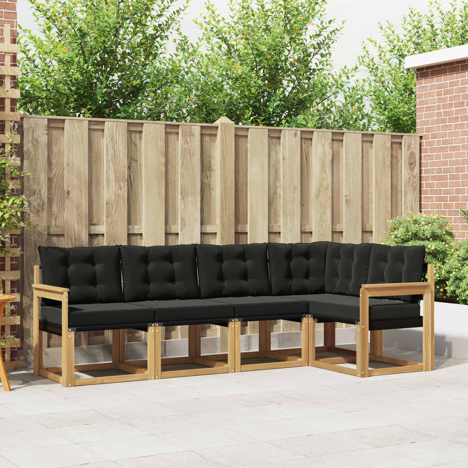 Outdoor-Sofagarnitur mit Kissen 5 pcs Weiß und Schwarz