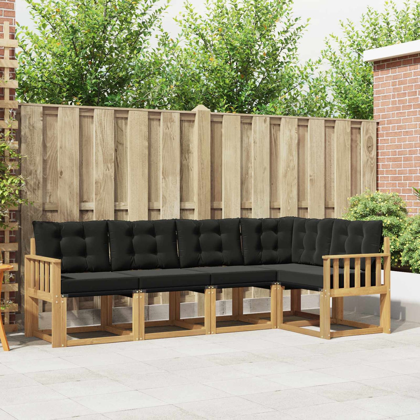 Outdoor-Sofagarnitur mit Kissen 5 pcs Weiß und Schwarz