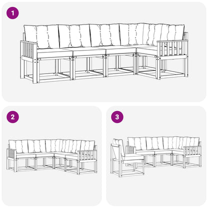 Outdoor-Sofagarnitur 5 stk. Weiß und Schwarz