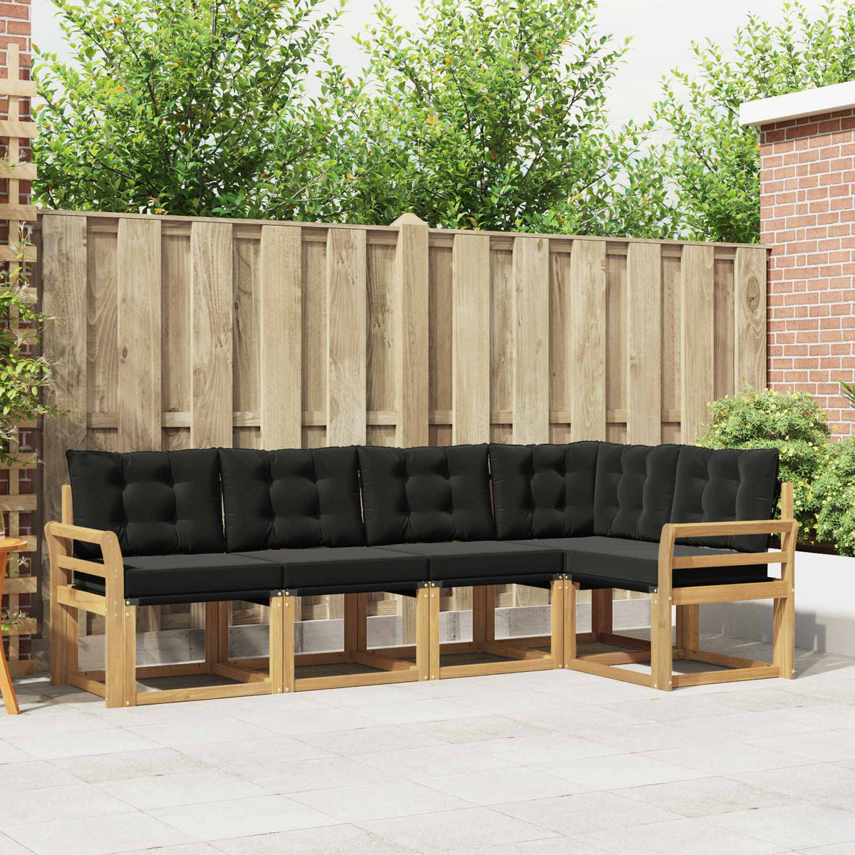 Outdoor-Sofagarnitur 5 stk. Weiß und Schwarz