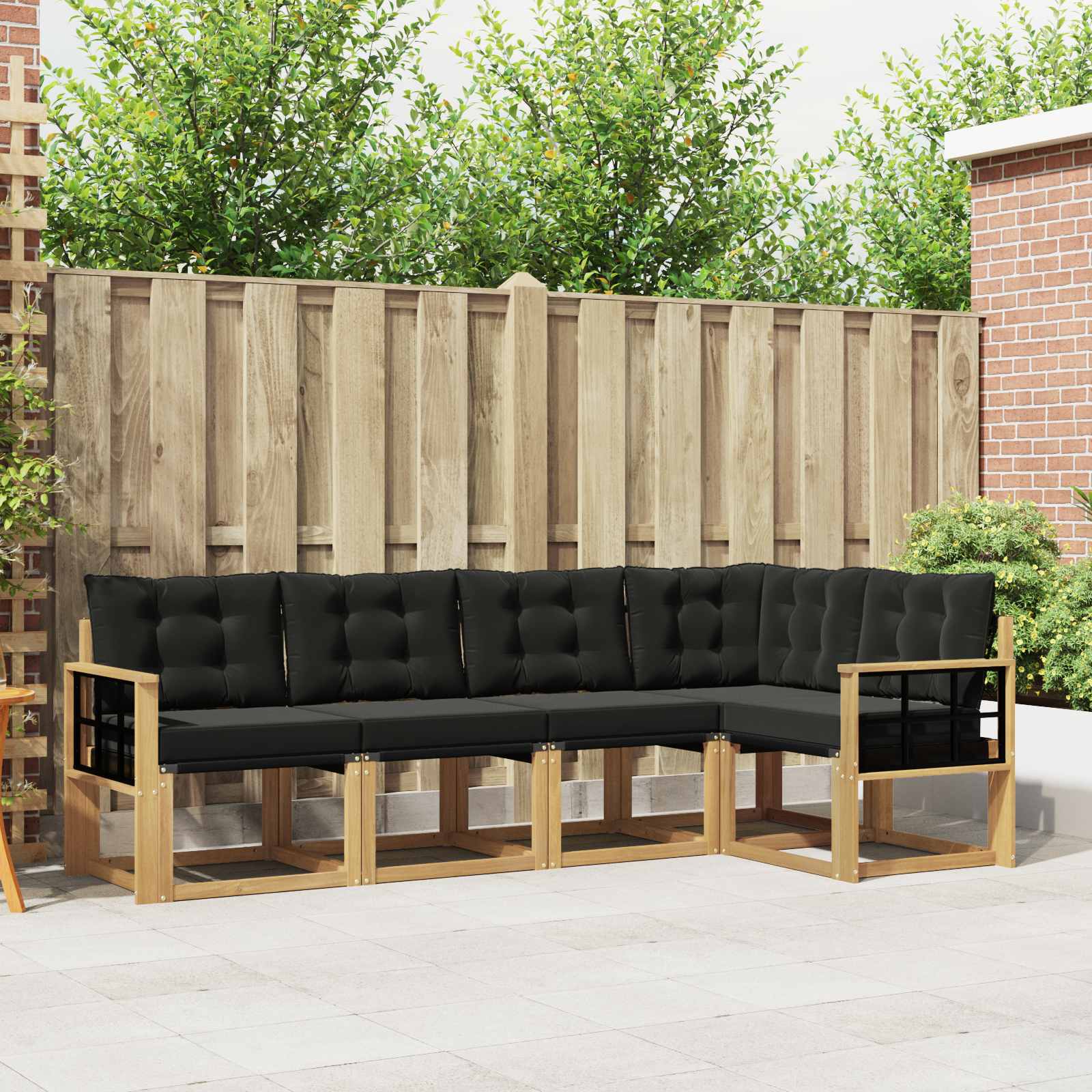 Outdoor-Sofagarnitur mit Kissen 5 pcs Weiß und Schwarz