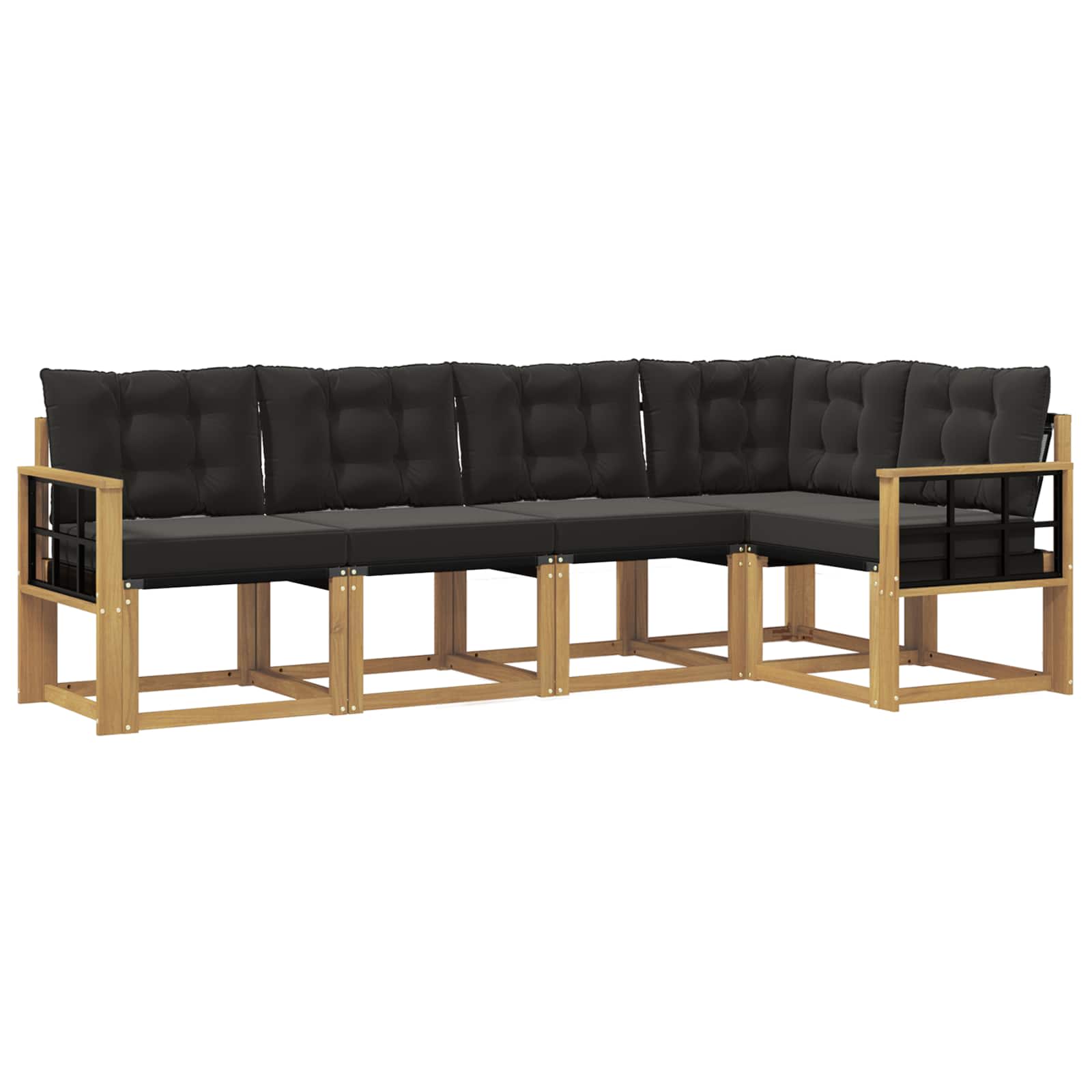 Outdoor-Sofagarnitur mit Kissen 5 pcs Weiß und Schwarz