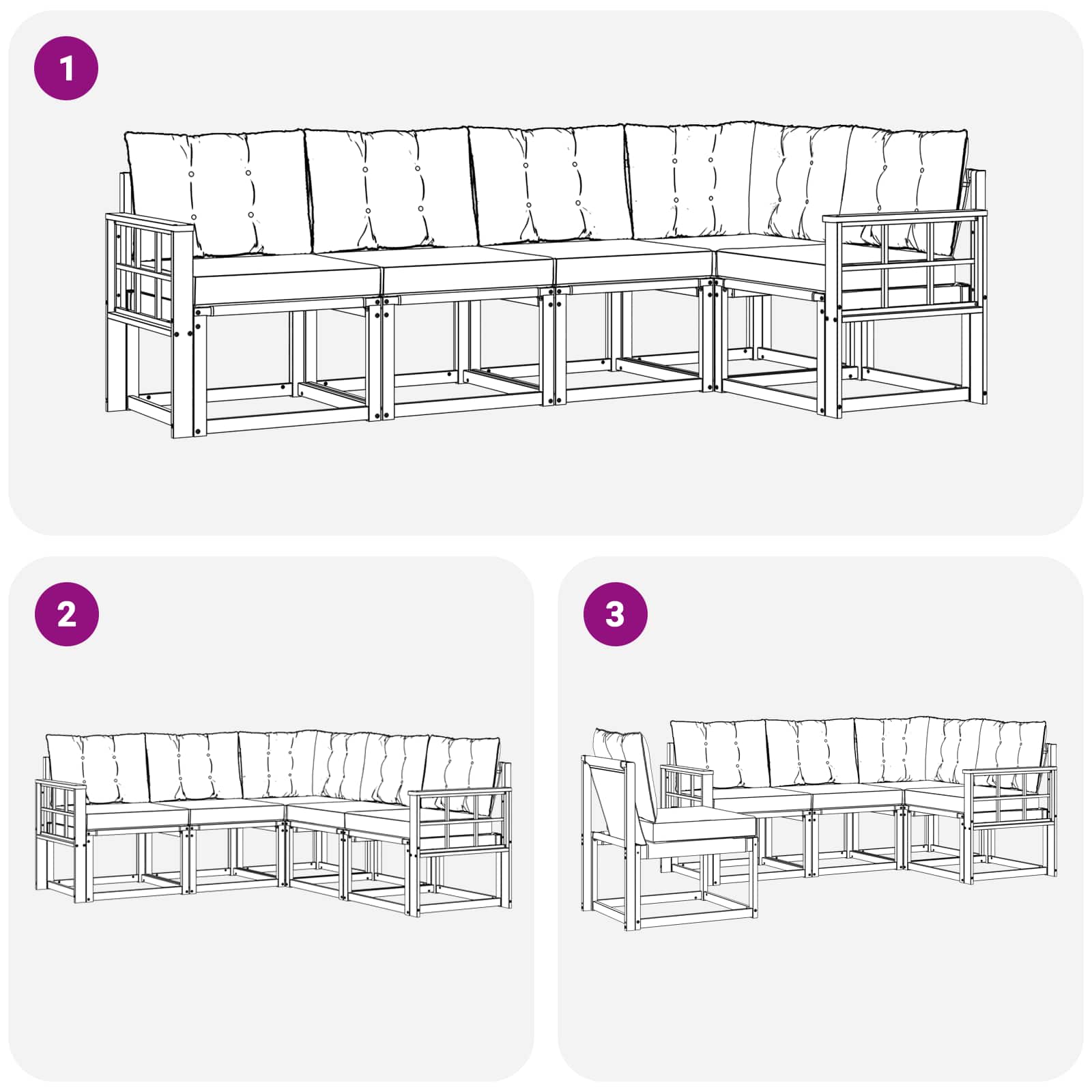 Outdoor-Sofagarnitur mit Kissen 5 pcs Weiß und Schwarz