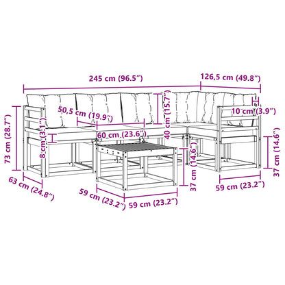 Outdoor-Sofagarnitur 6 stk. Weiß und Schwarz