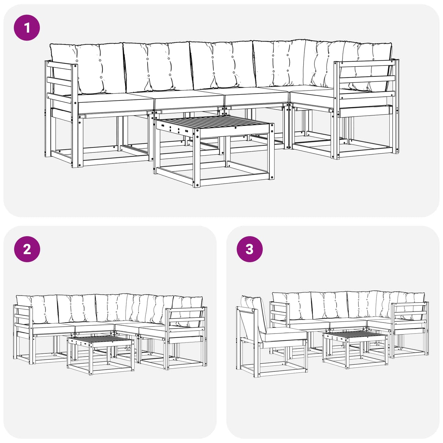 Outdoor-Sofagarnitur mit Kissen 6 pcs Weiß und Schwarz