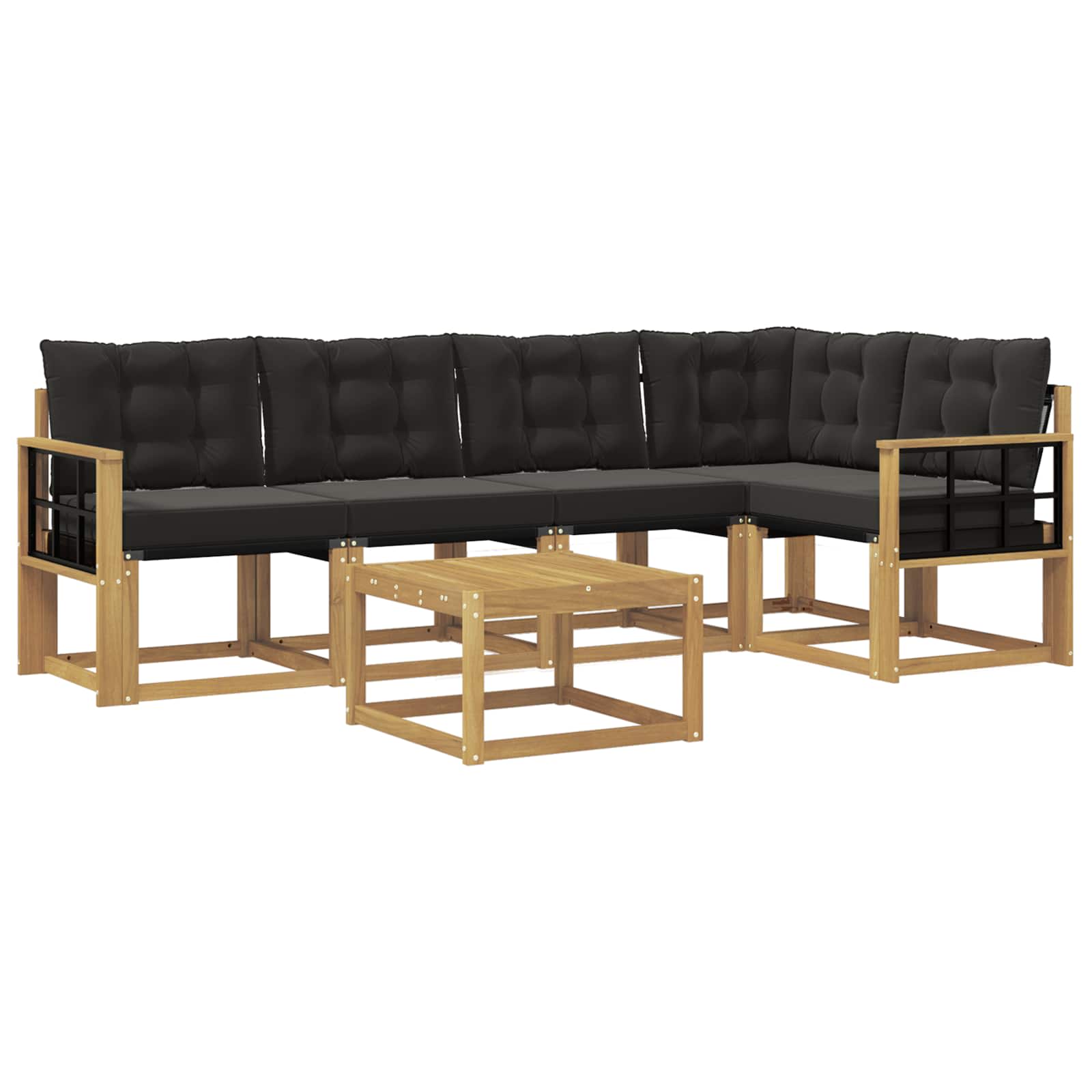 Outdoor-Sofagarnitur mit Kissen 6 pcs Weiß und Schwarz
