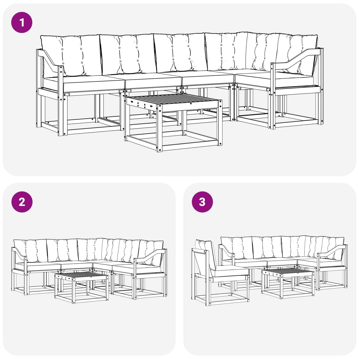 Outdoor-Sofagarnitur mit Kissen 6 pcs Weiß und Schwarz