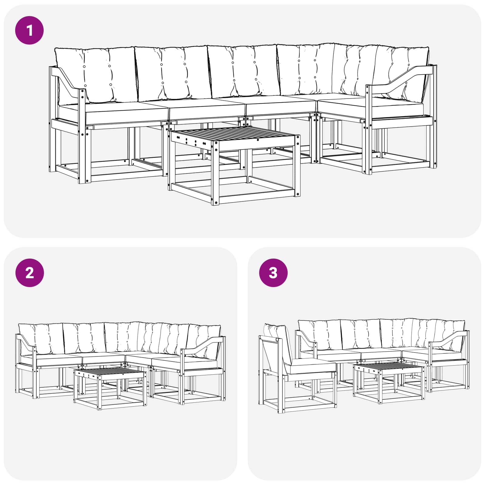 Outdoor-Sofagarnitur mit Kissen 6 pcs Weiß und Schwarz