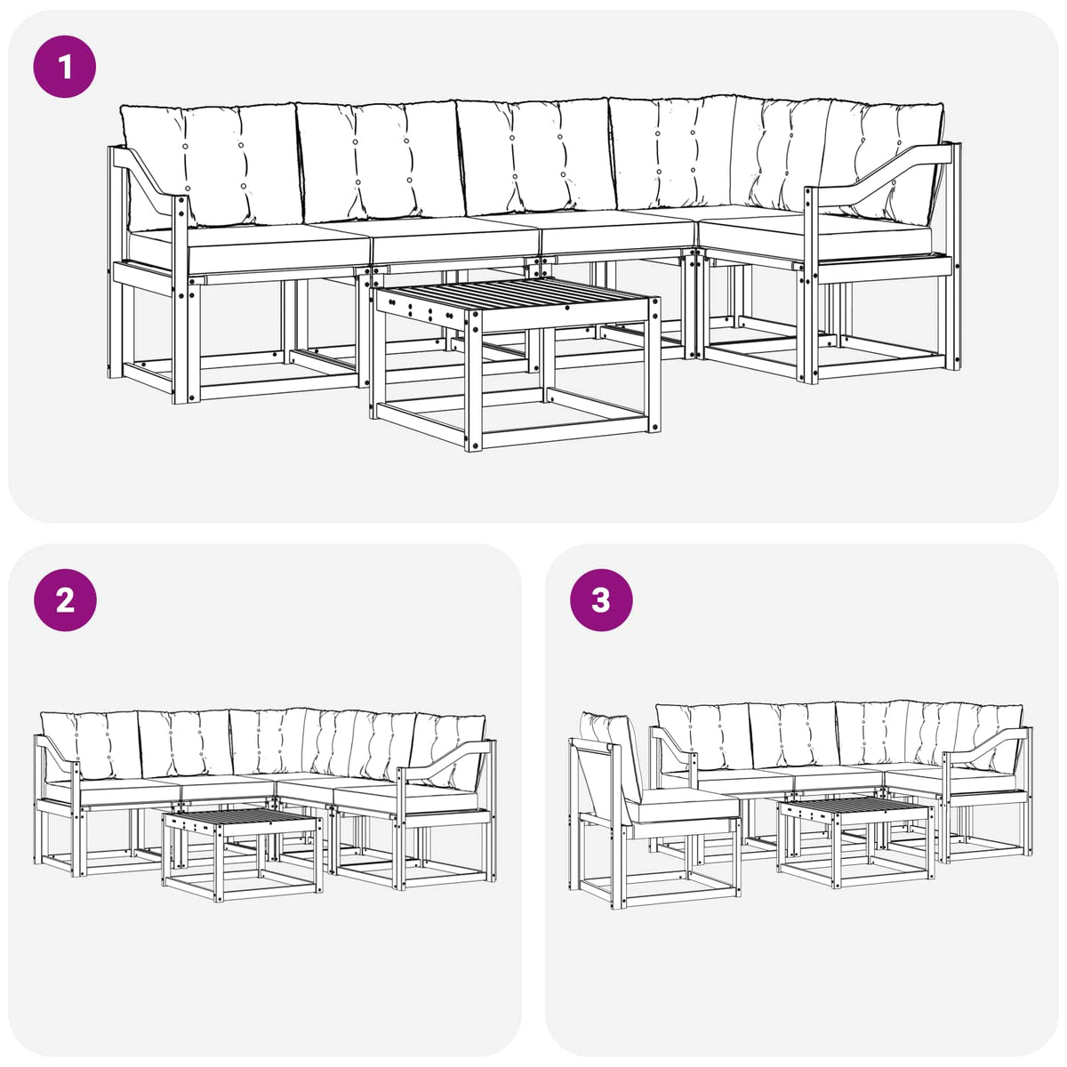Outdoor-Sofagarnitur 6 stk. Weiß und Schwarz