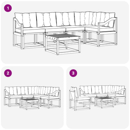Outdoor-Sofagarnitur 6 stk. Weiß und Schwarz