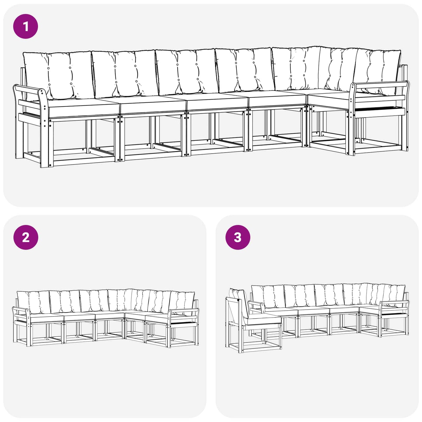Outdoor-Sofagarnitur mit Kissen 6 pcs Weiß und Schwarz
