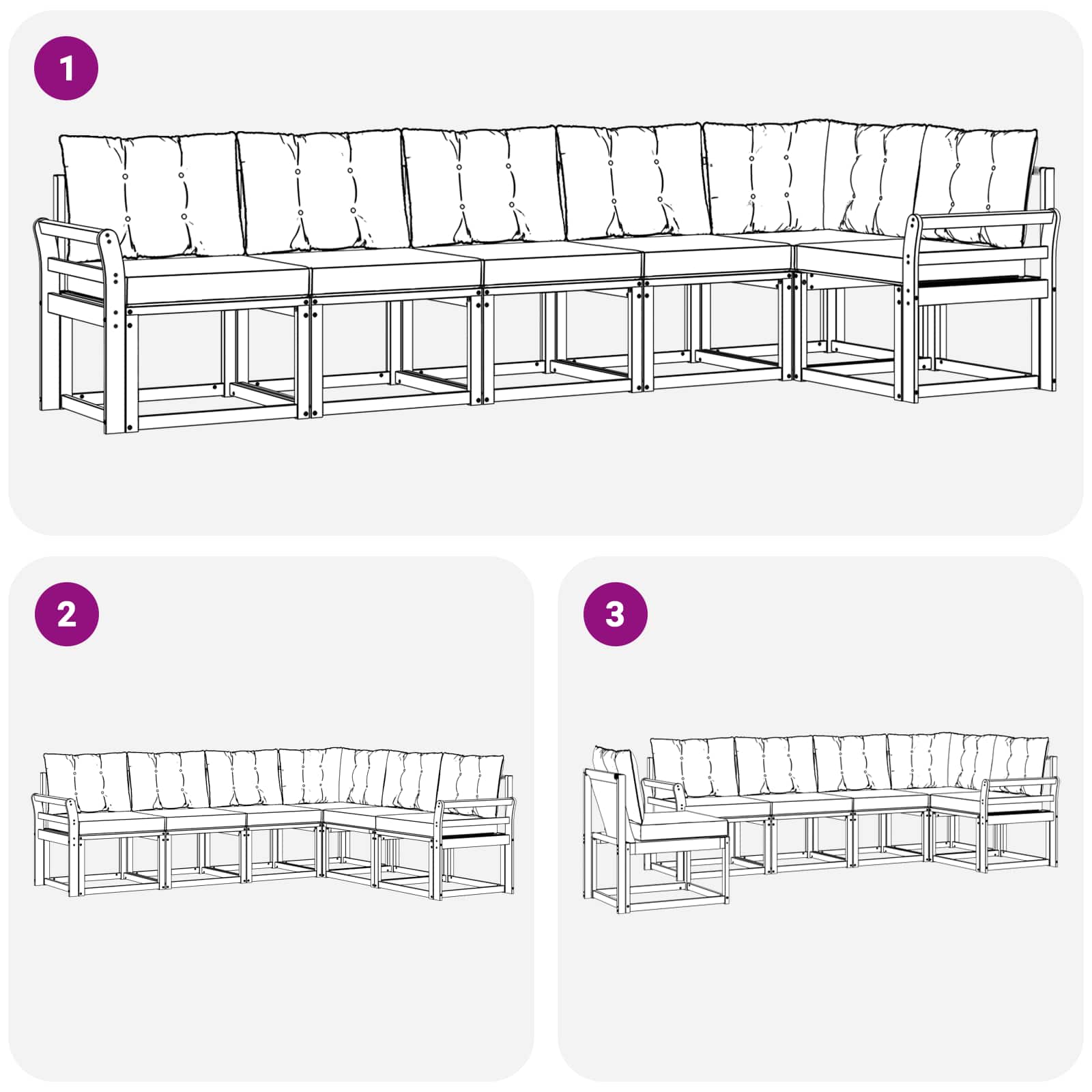 Outdoor-Sofagarnitur mit Kissen 6 pcs Weiß und Schwarz