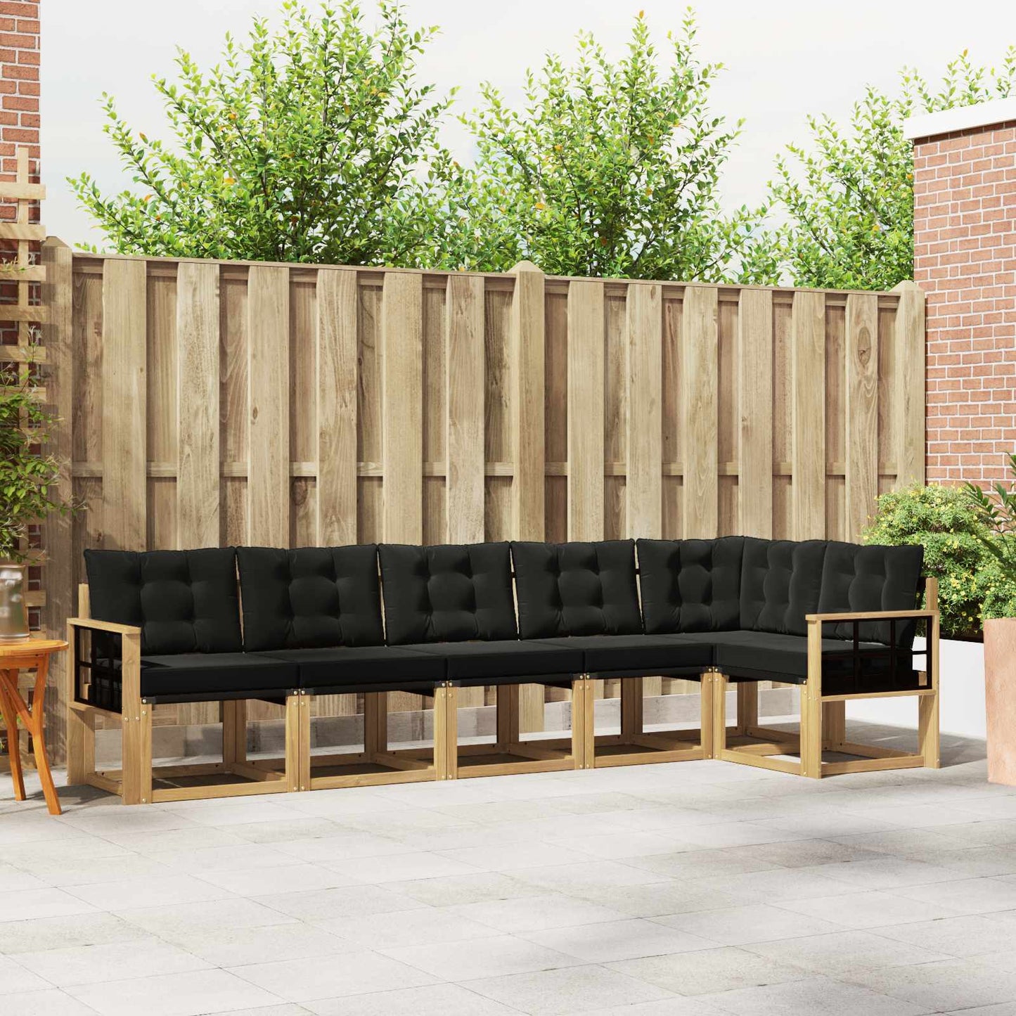 Outdoor-Sofagarnitur mit Kissen 6 pcs Weiß und Schwarz