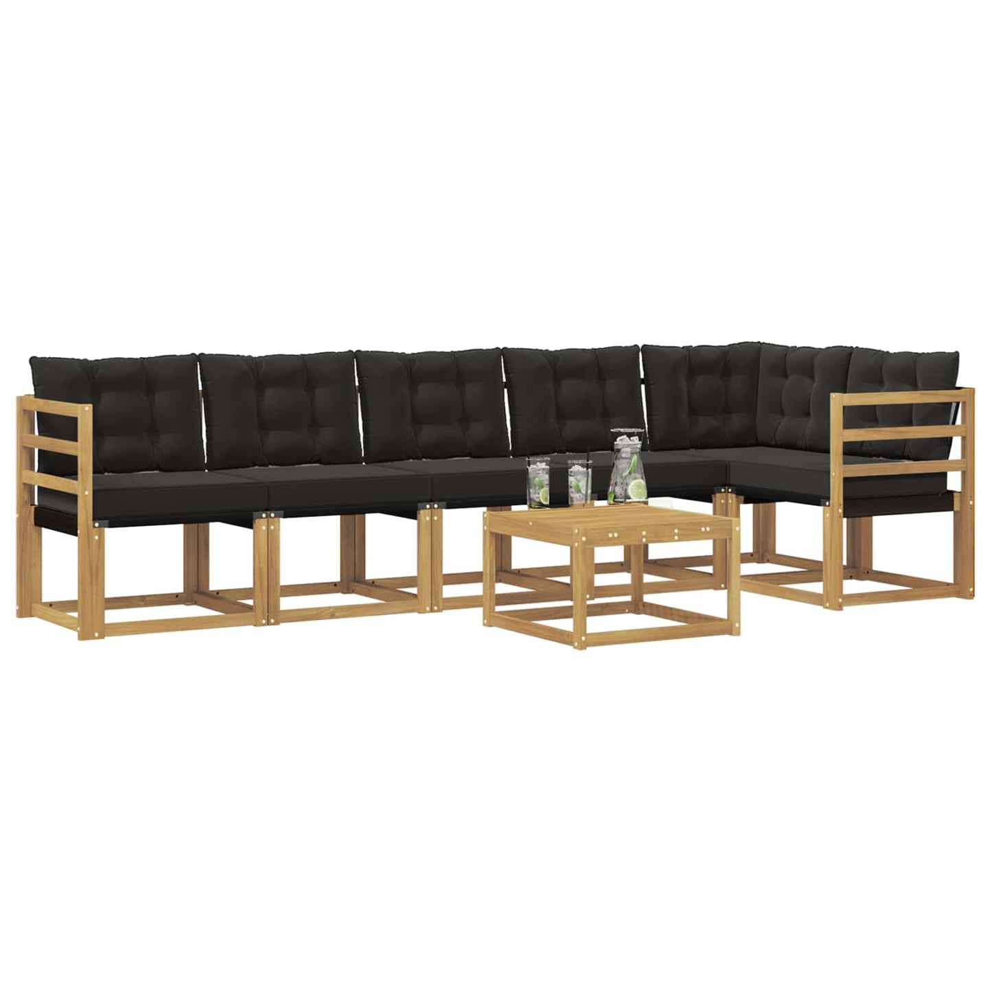 Outdoor-Sofagarnitur mit Kissen 7 pcs Weiß und Schwarz