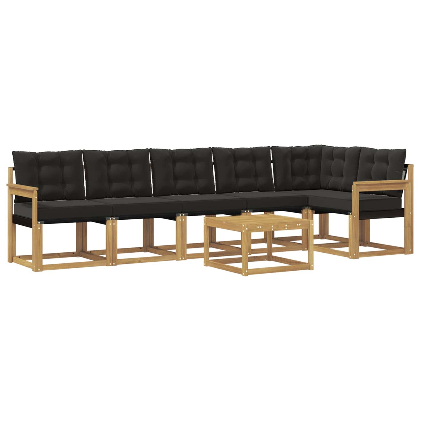Outdoor-Sofagarnitur mit Kissen 7 pcs Weiß und Schwarz
