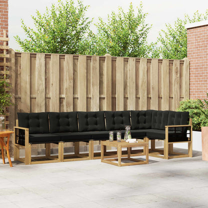 Outdoor-Sofagarnitur 7 stk. Weiß und Schwarz