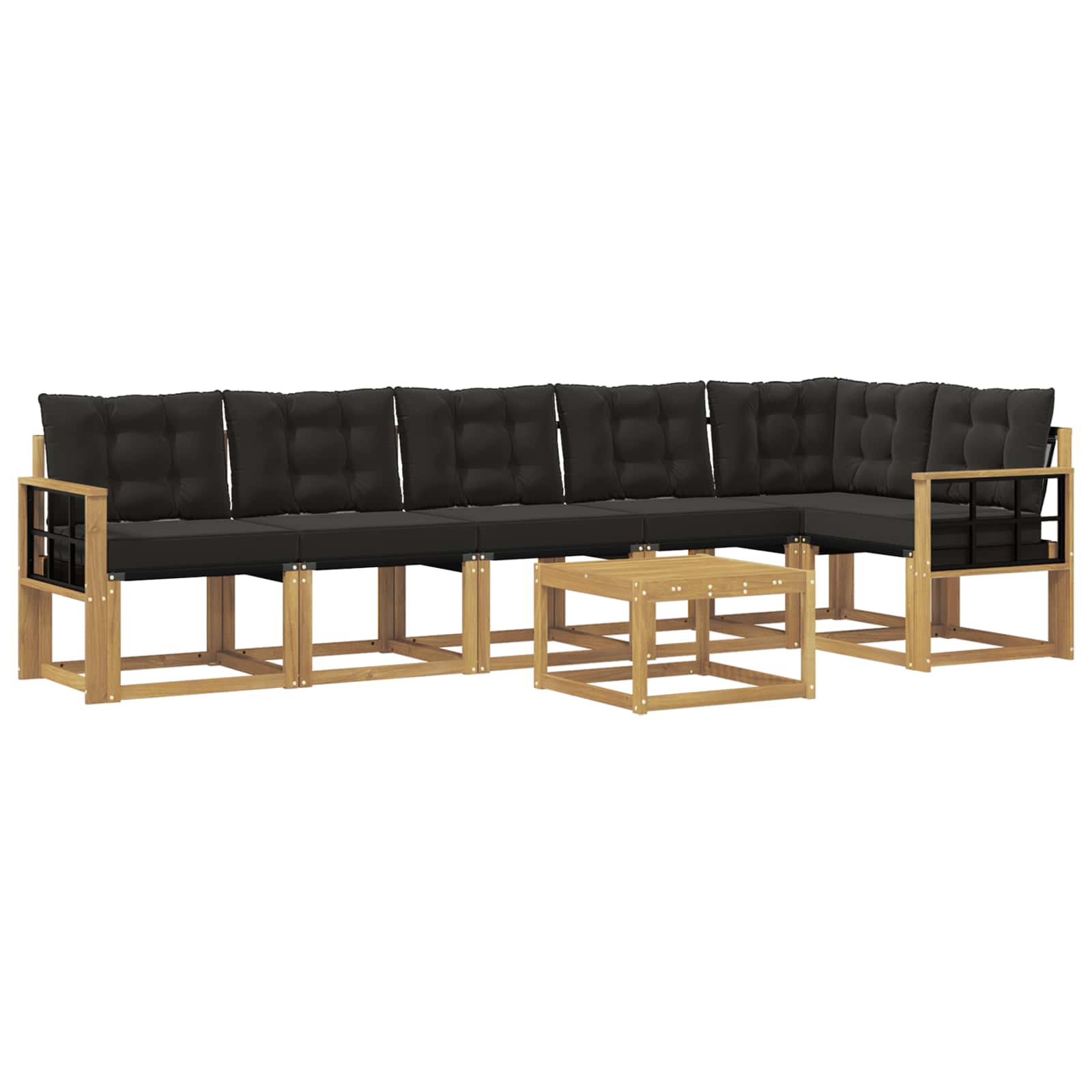 Outdoor-Sofagarnitur mit Kissen 7 pcs Weiß und Schwarz
