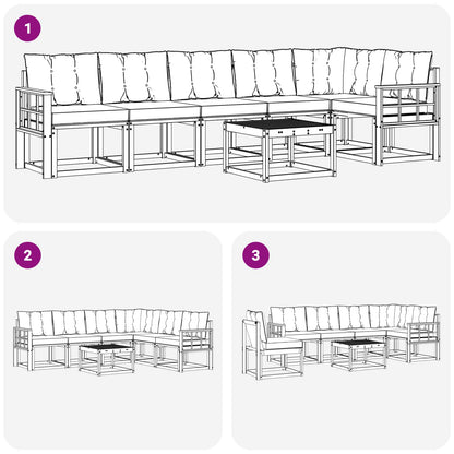 Outdoor-Sofagarnitur 7 stk. Weiß und Schwarz