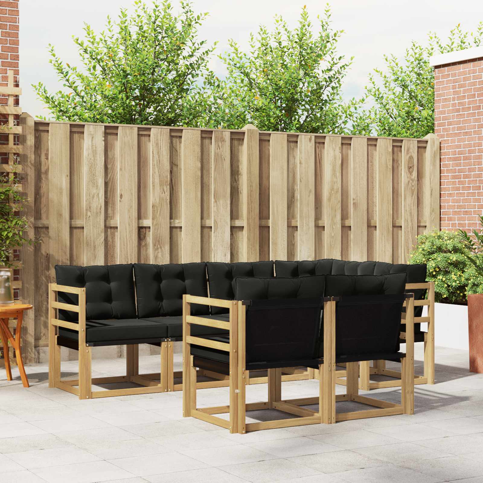 Outdoor-Sofagarnitur mit Kissen 7 pcs Weiß und Schwarz