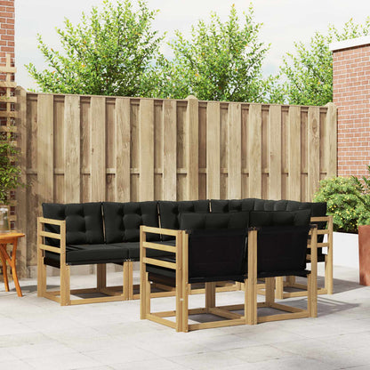 Outdoor-Sofagarnitur 7 stk. Weiß und Schwarz