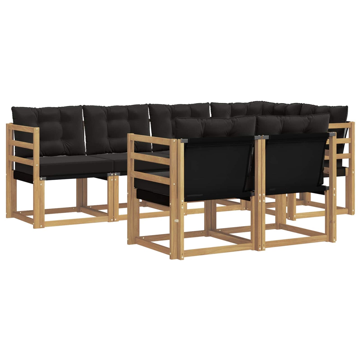 Outdoor-Sofagarnitur mit Kissen 7 pcs Weiß und Schwarz