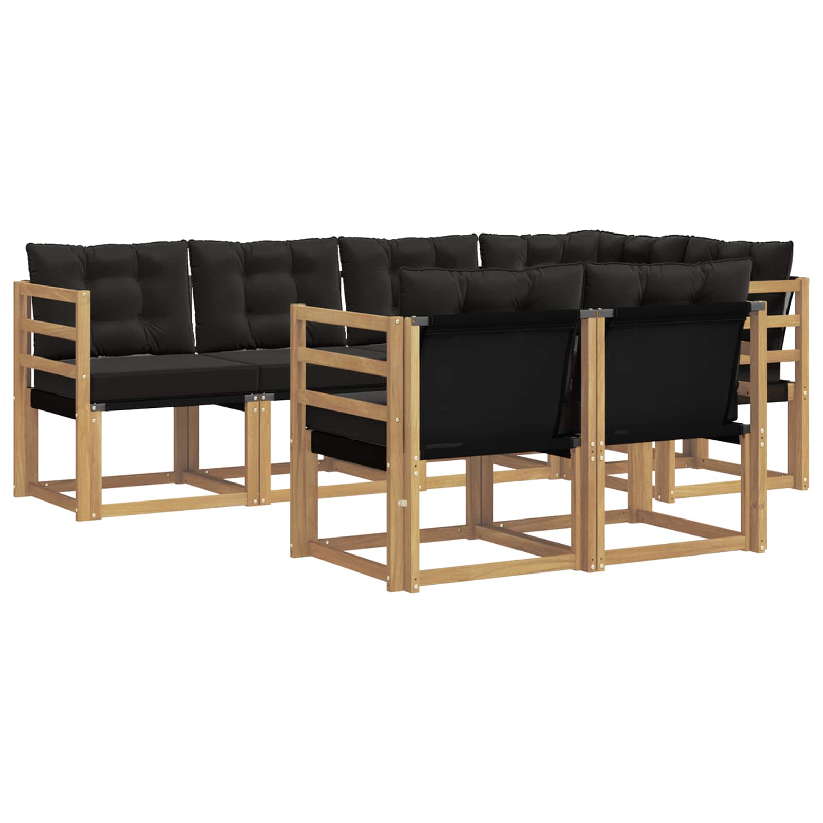 Outdoor-Sofagarnitur mit Kissen 7 pcs Weiß und Schwarz