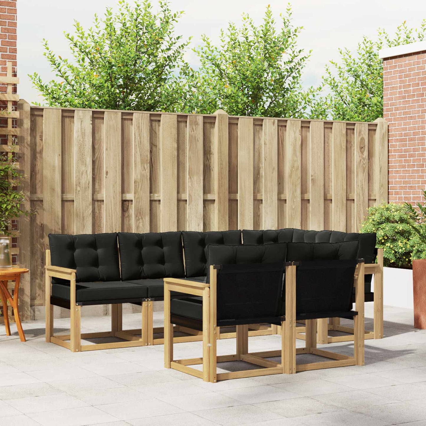 Outdoor-Sofagarnitur mit Kissen 7 pcs Weiß und Schwarz
