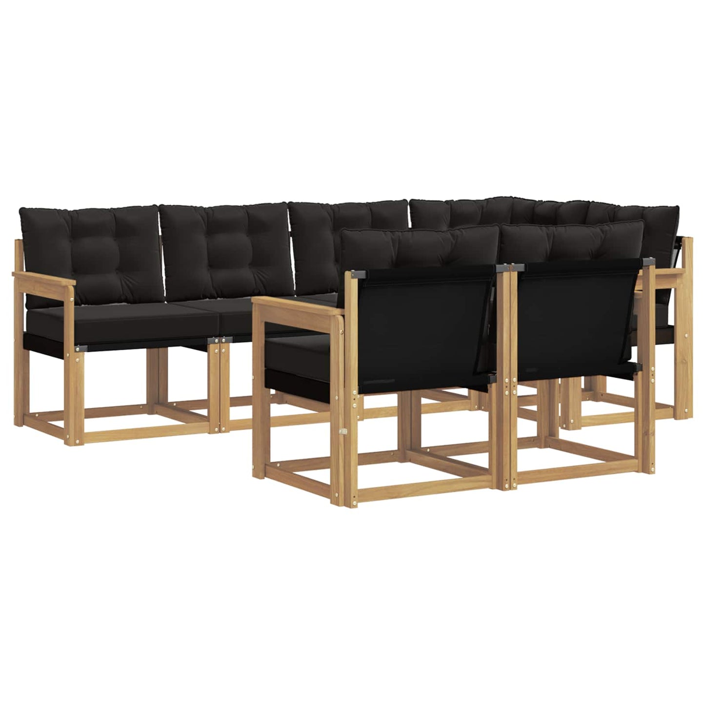 Outdoor-Sofagarnitur mit Kissen 7 pcs Weiß und Schwarz