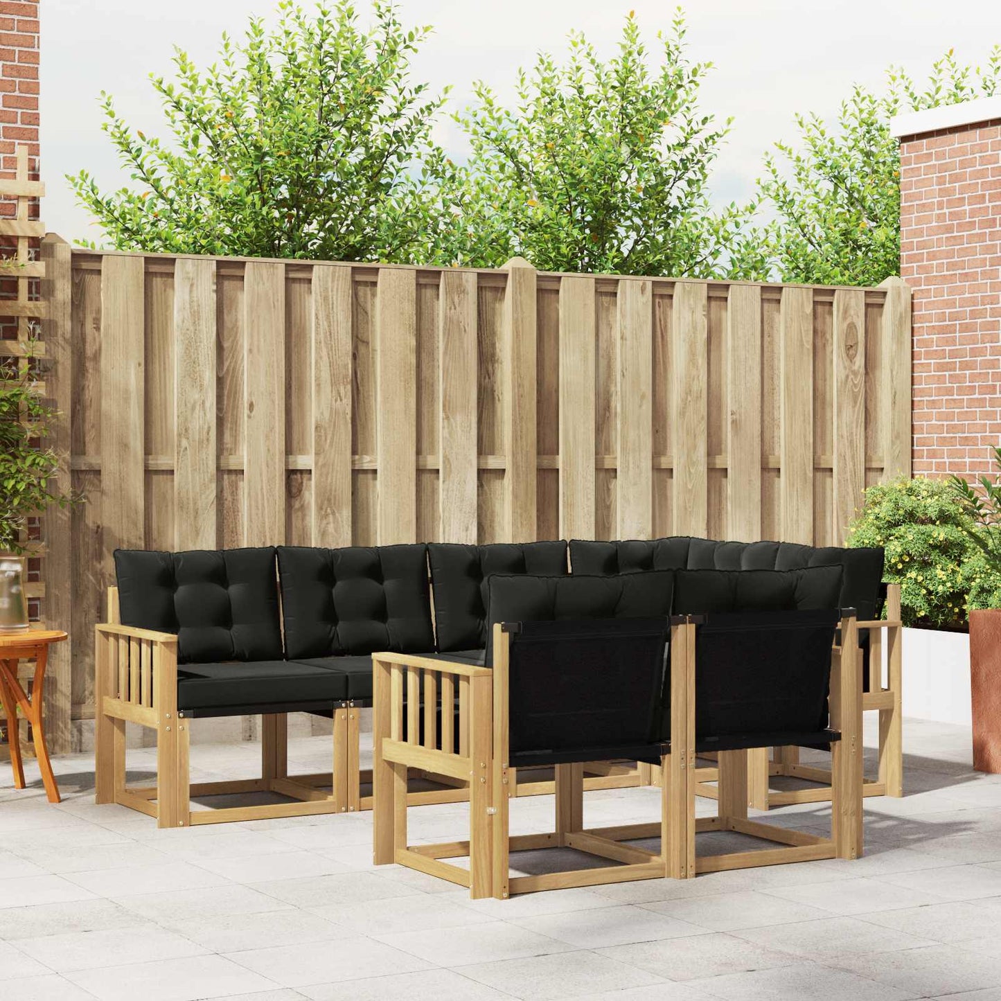 Outdoor-Sofagarnitur 7 stk. Weiß und Schwarz