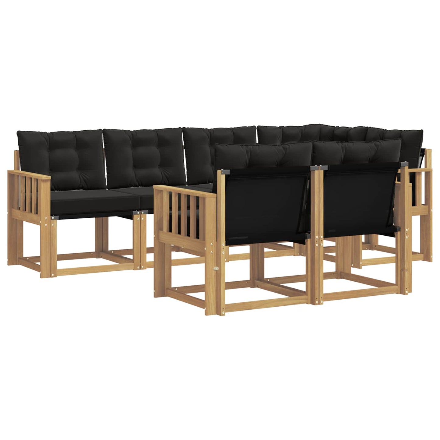 Outdoor-Sofagarnitur 7 stk. Weiß und Schwarz