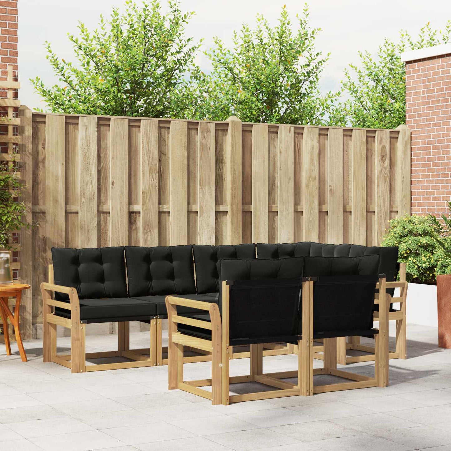 Outdoor-Sofagarnitur mit Kissen 7 pcs Weiß und Schwarz