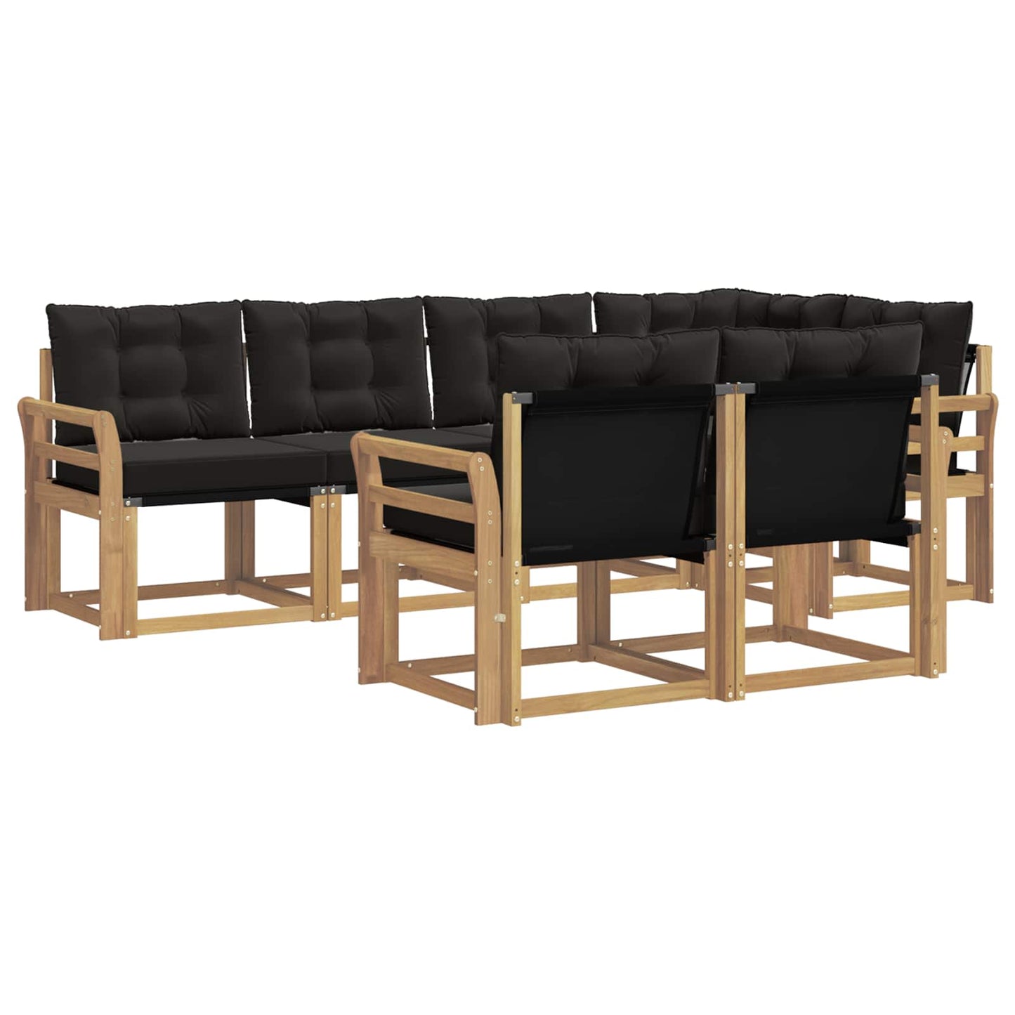 Outdoor-Sofagarnitur mit Kissen 7 pcs Weiß und Schwarz