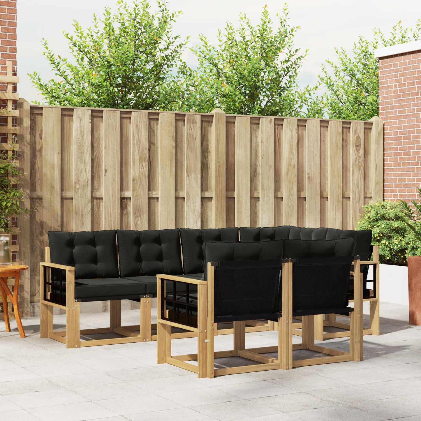 Outdoor-Sofagarnitur mit Kissen 7 pcs Weiß und Schwarz