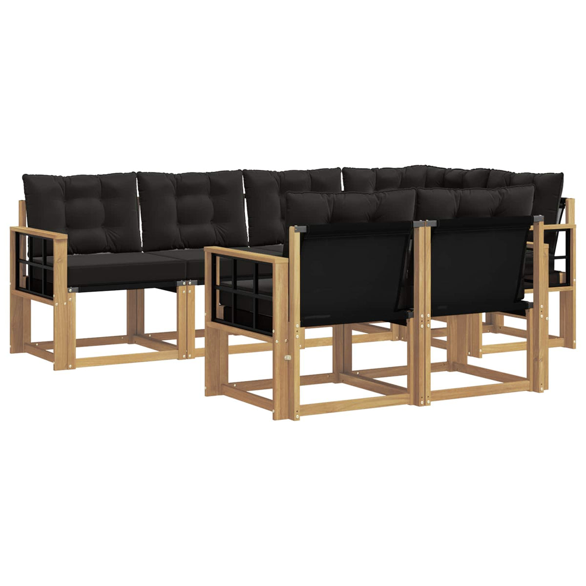 Outdoor-Sofagarnitur 7 stk. Weiß und Schwarz