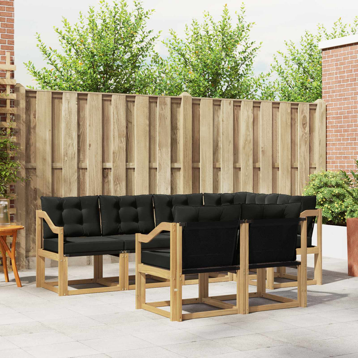 Outdoor-Sofagarnitur 7 stk. Weiß und Schwarz