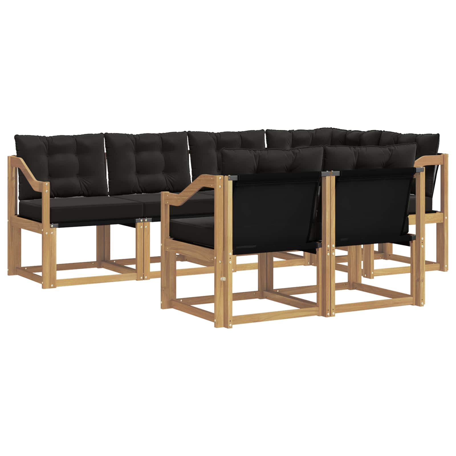 Outdoor-Sofagarnitur mit Kissen 7 pcs Weiß und Schwarz